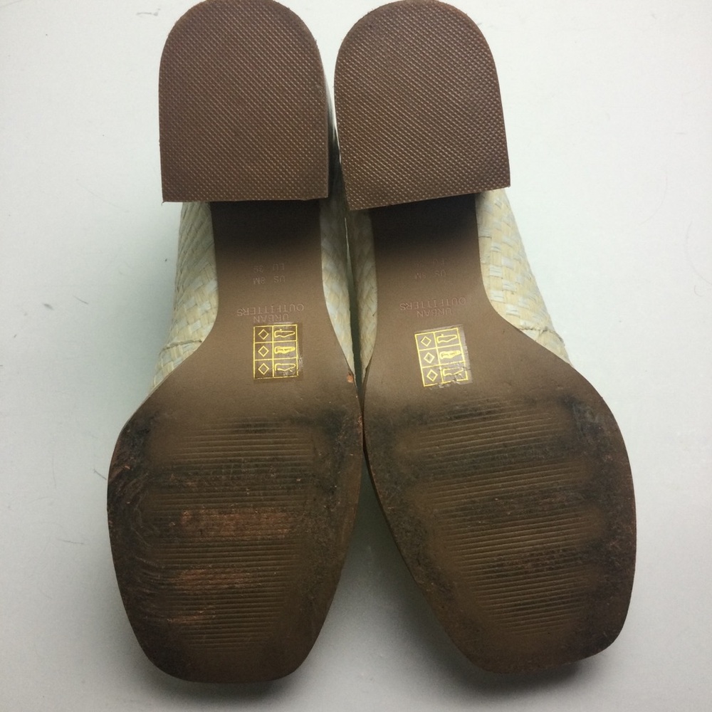 Urban Outfitters Lexi Woven Checkerboard Faux Patent Square Toe Heeled Loafers - Picture 6 of 12